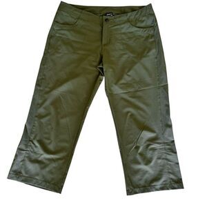 Patagonia Wide Leg Army Green Outdoor Hiking Side Pockets Capri Pants 10 #2404